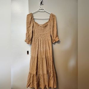 OAK + FORT Smocked Midi Dress